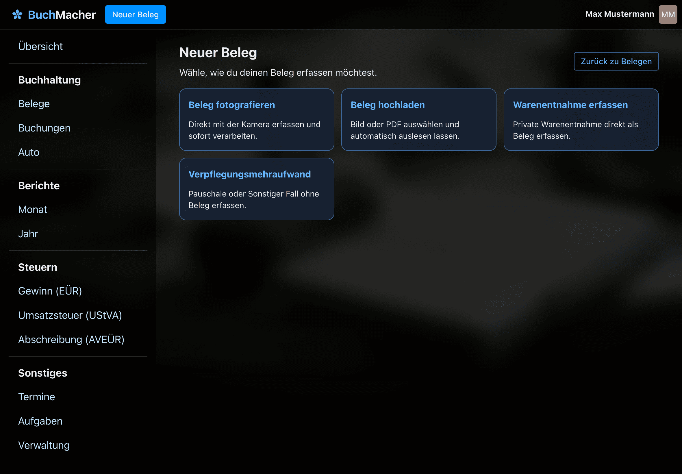 Belege erfassen Desktop